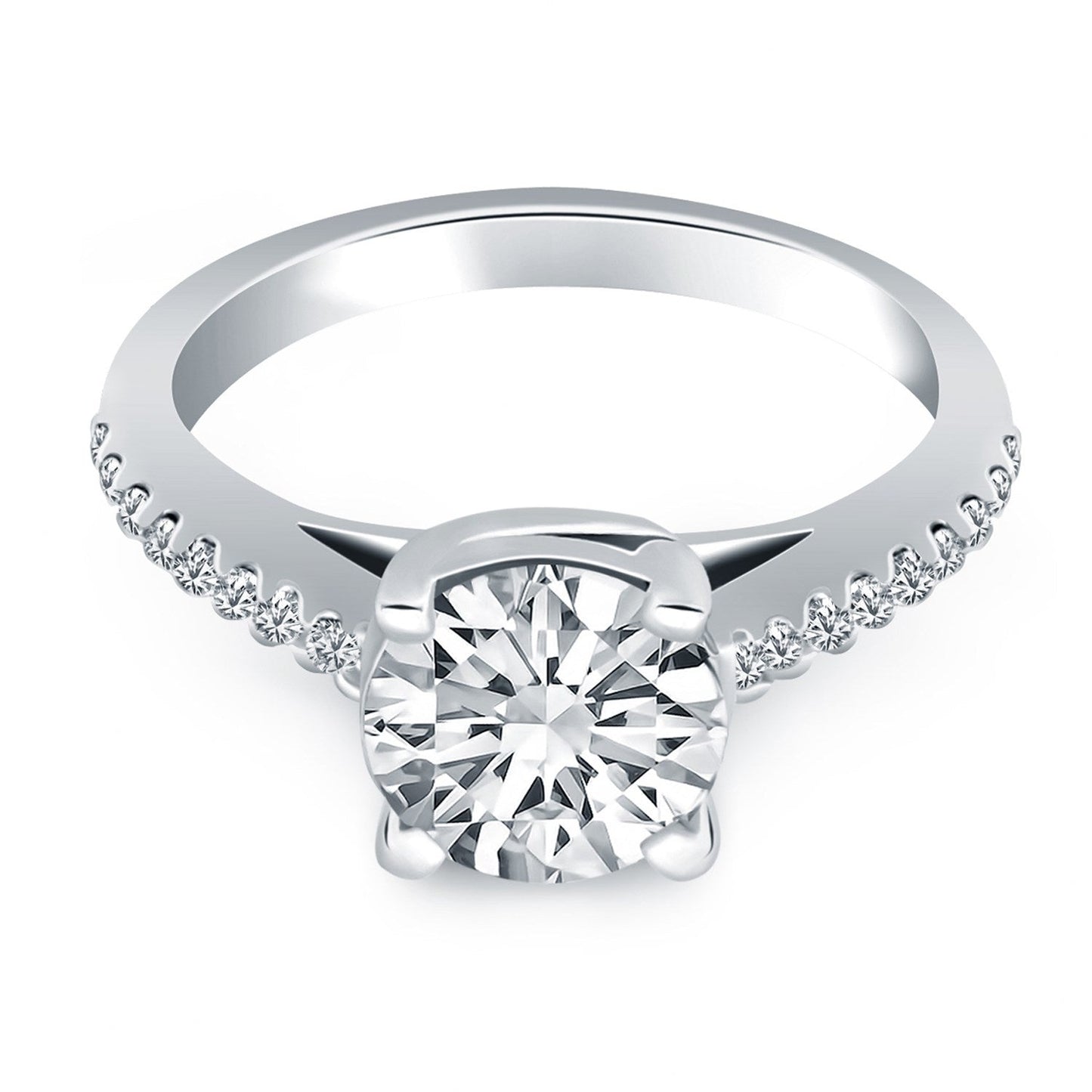 14k White Gold Trellis Diamond Engagement Ring Bids.com