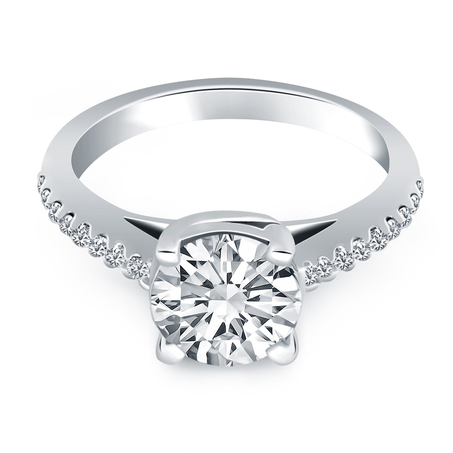14k White Gold Trellis Diamond Engagement Ring Bids.com