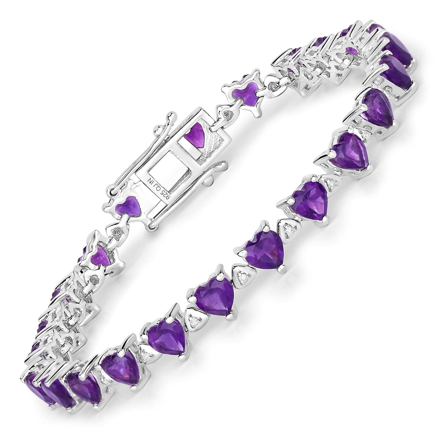 10.01 Carat Genuine Amethyst and White Diamond .925 Sterling Silver Bracelet Bids.com