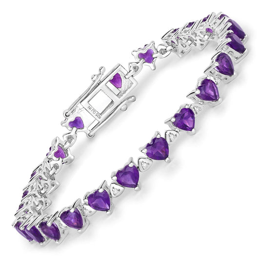 10.01 Carat Genuine Amethyst and White Diamond .925 Sterling Silver Bracelet Bids.com