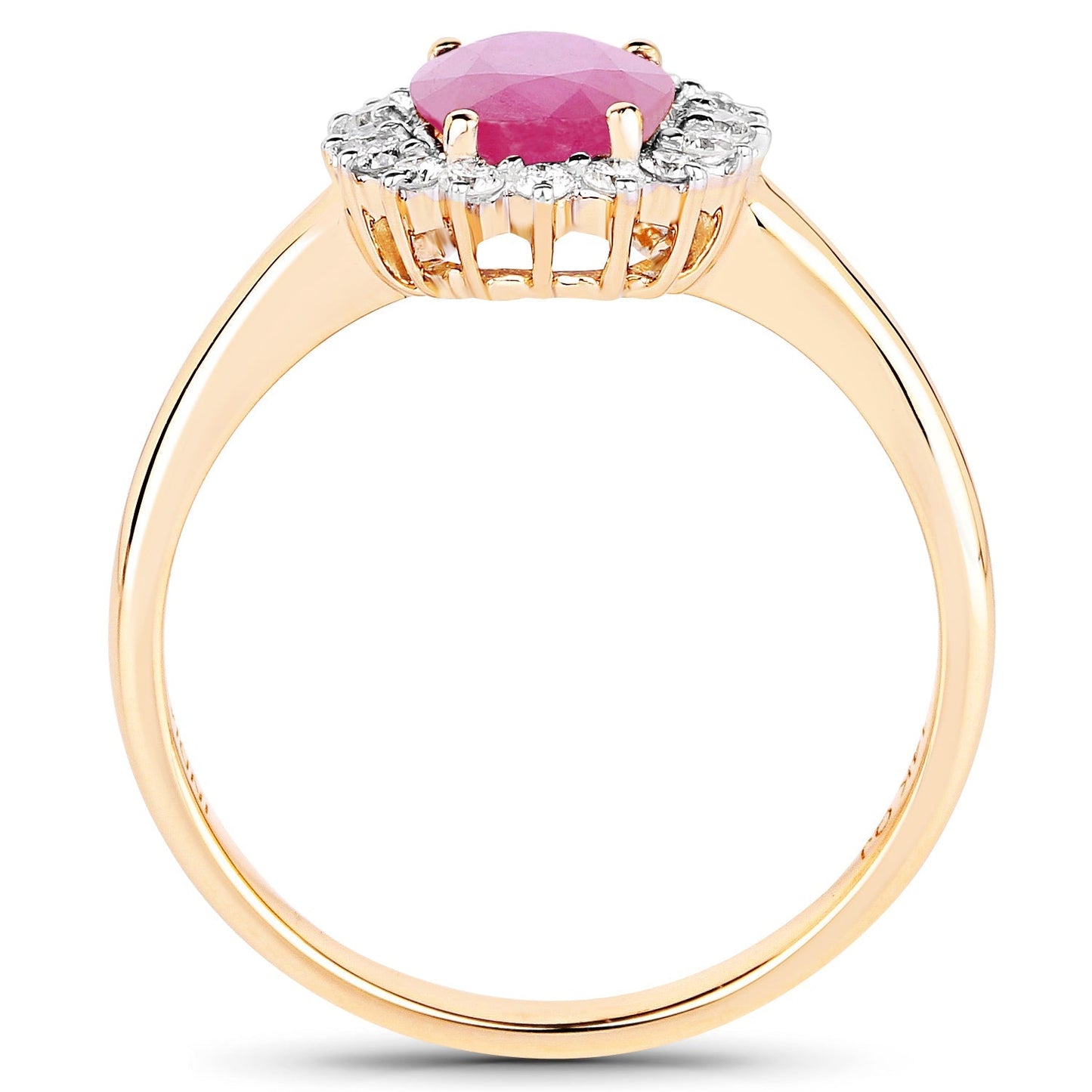 1.48 Carat Genuine Ruby and White Diamond 14K Yellow Gold Ring Bids.com
