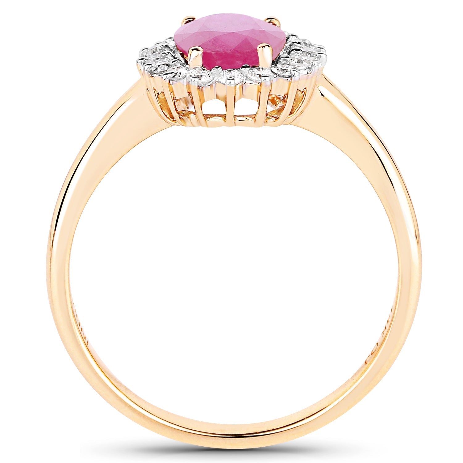 1.48 Carat Genuine Ruby and White Diamond 14K Yellow Gold Ring Bids.com