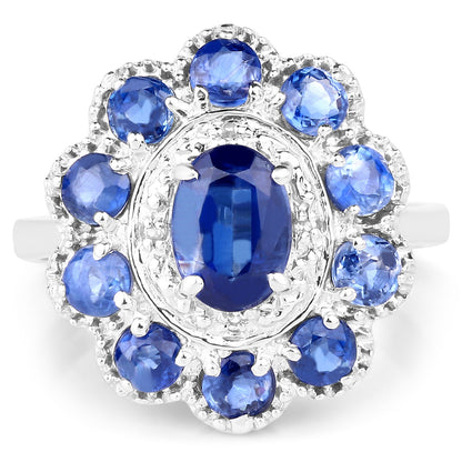 2.47 Carat Genuine Kyanite & White Topaz .925 Sterling Silver Ring Bids.com