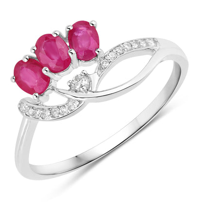 0.71 Carat Genuine Ruby and White Diamond 14K White Gold Ring Bids.com