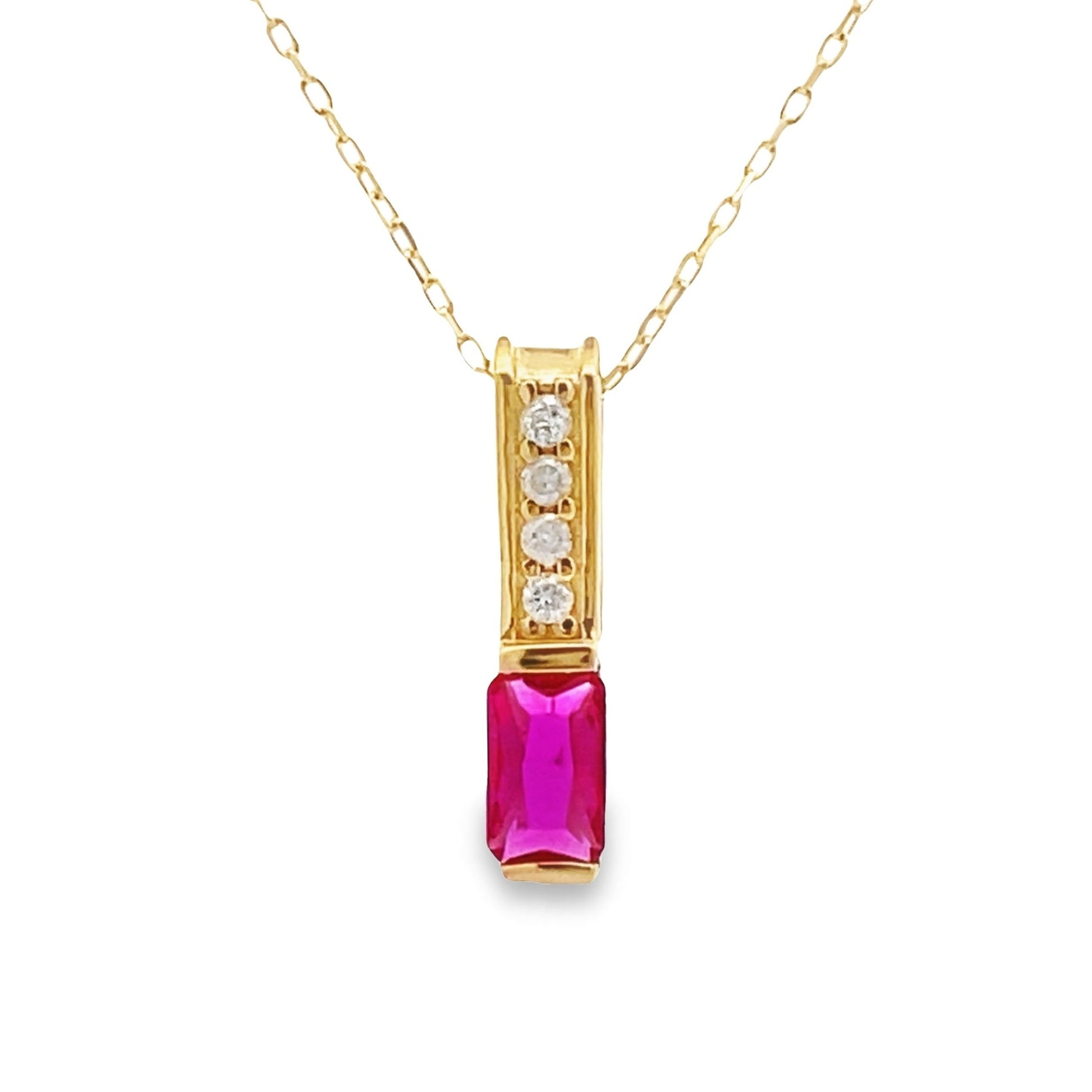 Created Ruby Diamond Fashion Pendants 10KT Yellow Gold Bids.com