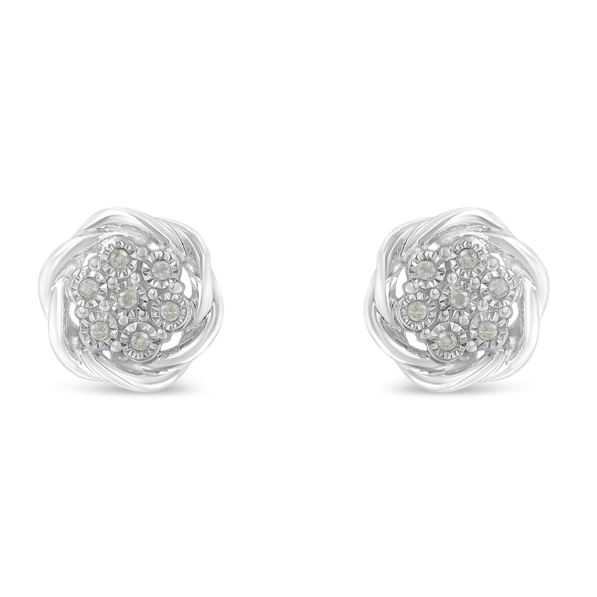 Sterling Silver Diamond Swirl Cluster Stud Earrings (1/6 cttw, I-J Color, I2-I3 Clarity) Bids.com
