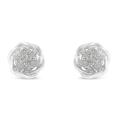 Sterling Silver Diamond Swirl Cluster Stud Earrings (1/6 cttw, I-J Color, I2-I3 Clarity) Bids.com