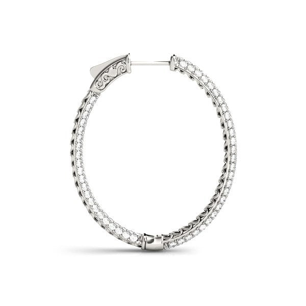 14k White Gold Diamond Hoop Double Sided Three Row Earrings (2 cttw) Bids.com
