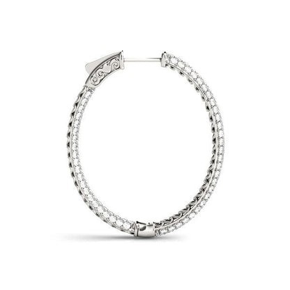 14k White Gold Diamond Hoop Double Sided Three Row Earrings (2 cttw) Bids.com