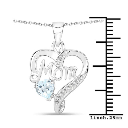 0.54 Carat Genuine Blue Topaz and White Topaz .925 Sterling Silver Pendant Bids.com