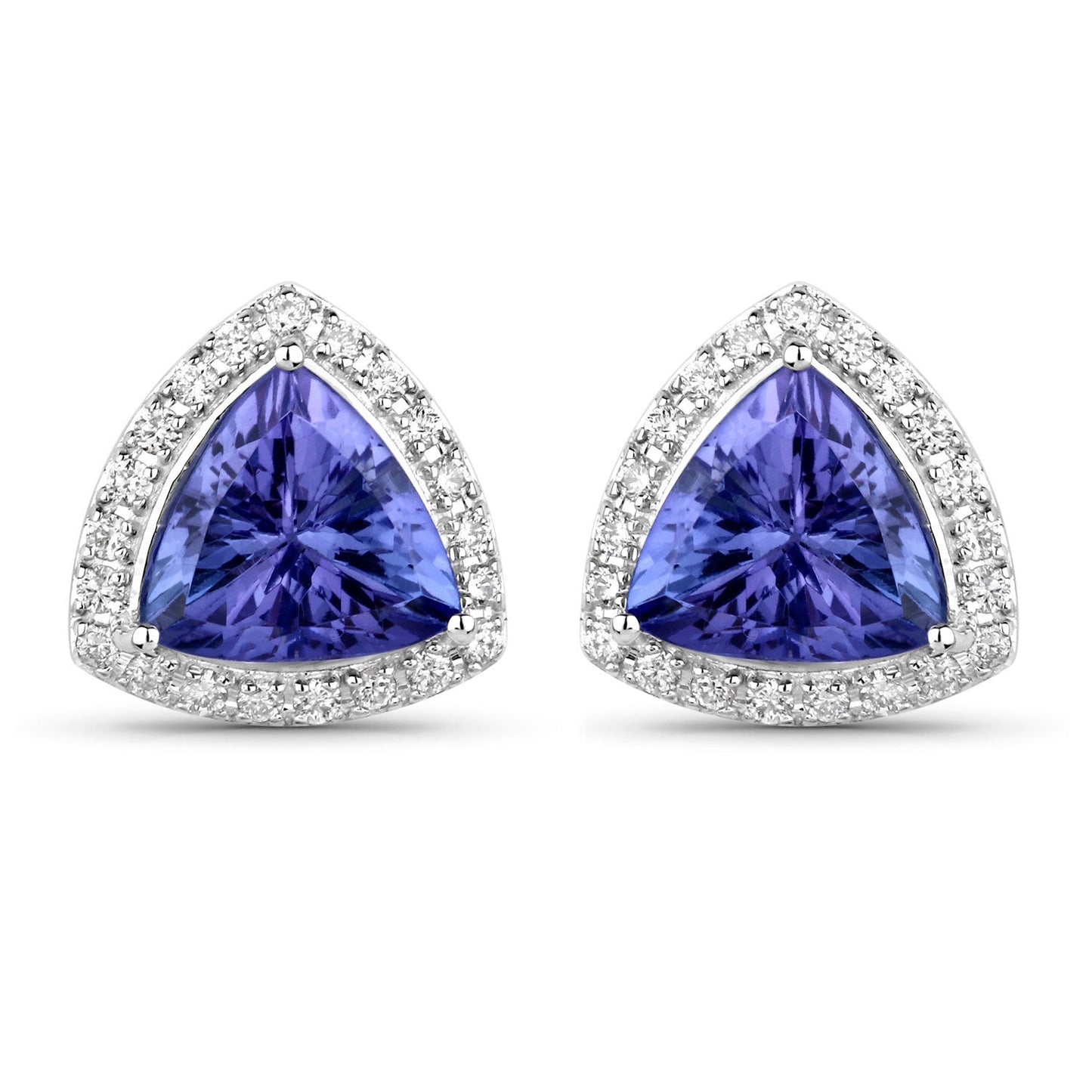 3.82 Carat Genuine Tanzanite and White Diamond 14K White Gold Earrings Bids.com