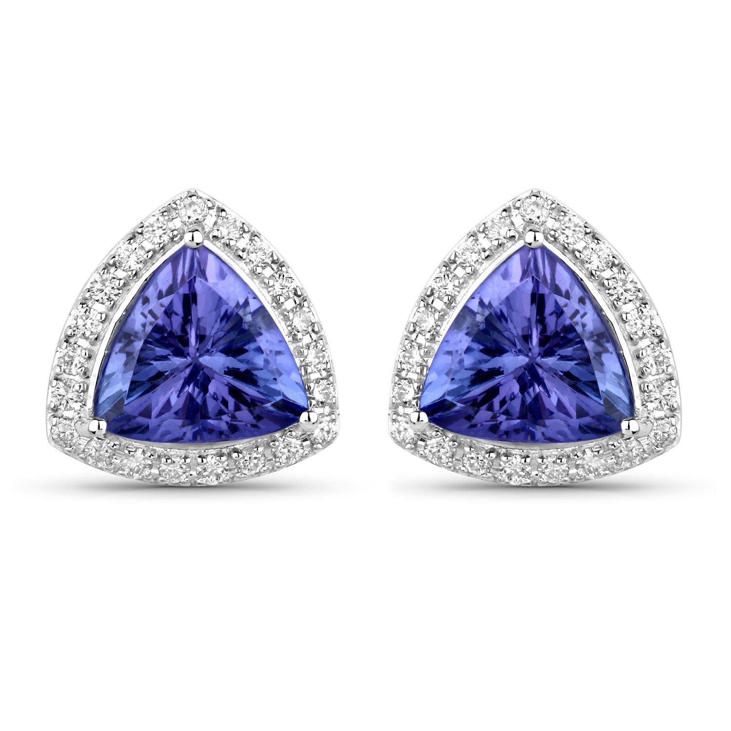 3.82 Carat Genuine Tanzanite and White Diamond 14K White Gold Earrings Bids.com