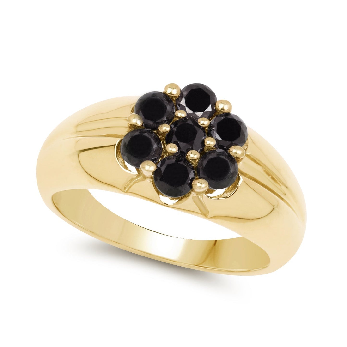 14K Yellow Gold Plated 0.91 Carat Genuine Black Diamond .925 Sterling Silver Ring Bids.com