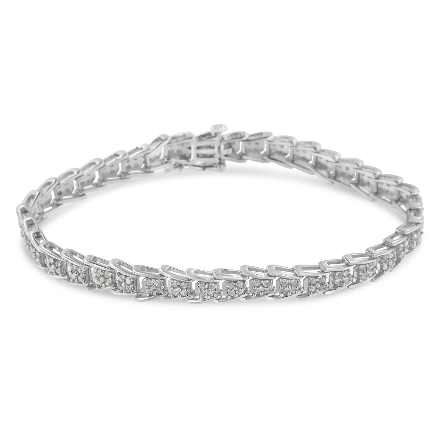 10k White Gold 2 cttw Diamond Fan-Shaped Link Tennis Bracelet (I-J Clarity, I3 Color) - Size 7.25" Bids.com