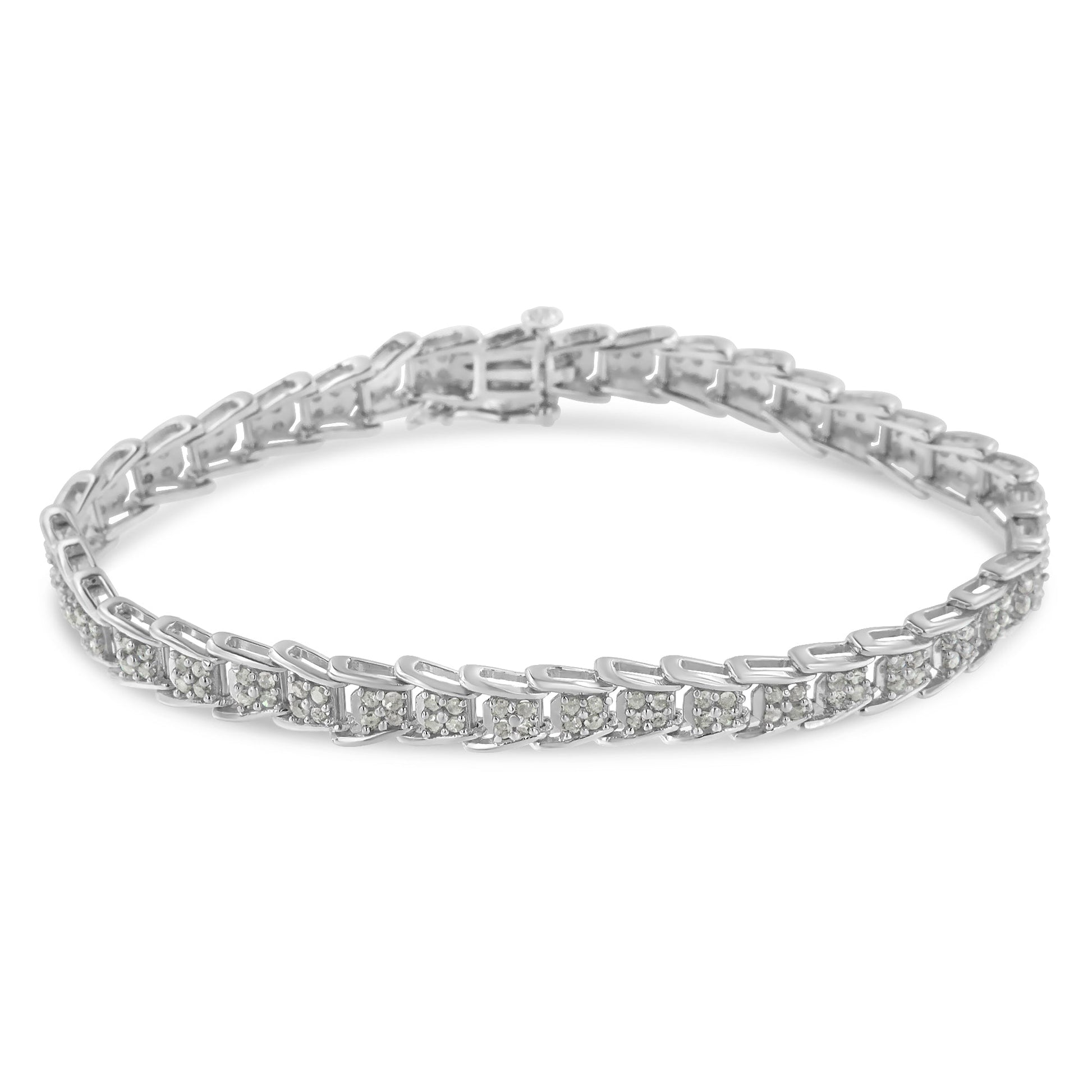 10k White Gold 2 cttw Diamond Fan-Shaped Link Tennis Bracelet (I-J Clarity, I3 Color) - Size 7.25" Bids.com