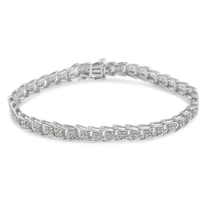 10k White Gold 2 cttw Diamond Fan-Shaped Link Tennis Bracelet (I-J Clarity, I3 Color) - Size 7.25" Bids.com