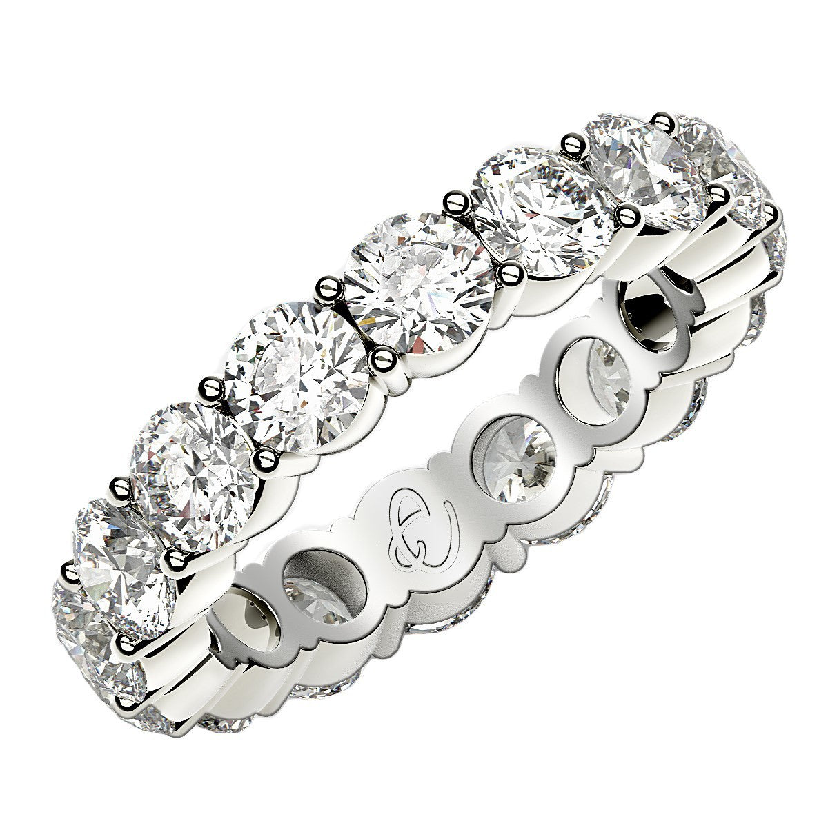 Round Cut Lab Grown Diamond Eternity Ring in 14k White Gold (4 cttw FG/VS2) Bids.com