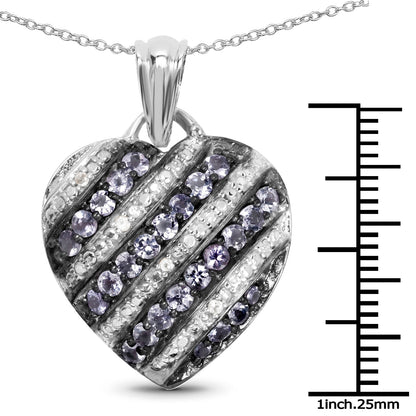 1.30 Carat Genuine Tanzanite and White Topaz .925 Sterling Silver Pendant Bids.com