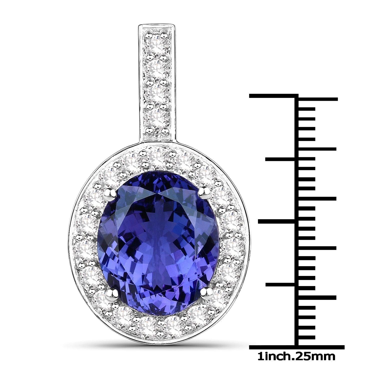 10.15 Carat Genuine Tanzanite and White Diamond 18K White Gold Pendant Bids.com