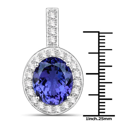 10.15 Carat Genuine Tanzanite and White Diamond 18K White Gold Pendant Bids.com