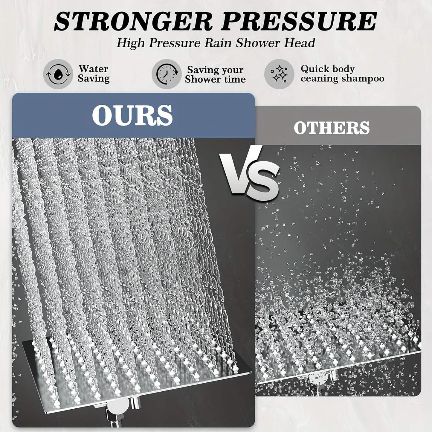High Pressure Rainfall & Handheld Shower Head – Adjustable, Chrome/Black DailySale