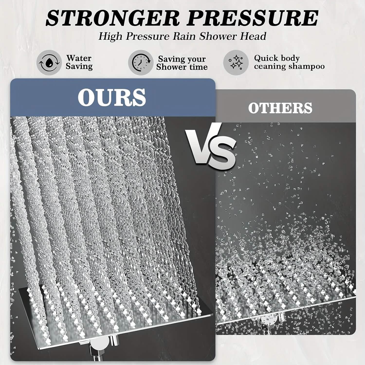 High Pressure Rainfall & Handheld Shower Head – Adjustable, Chrome/Black DailySale