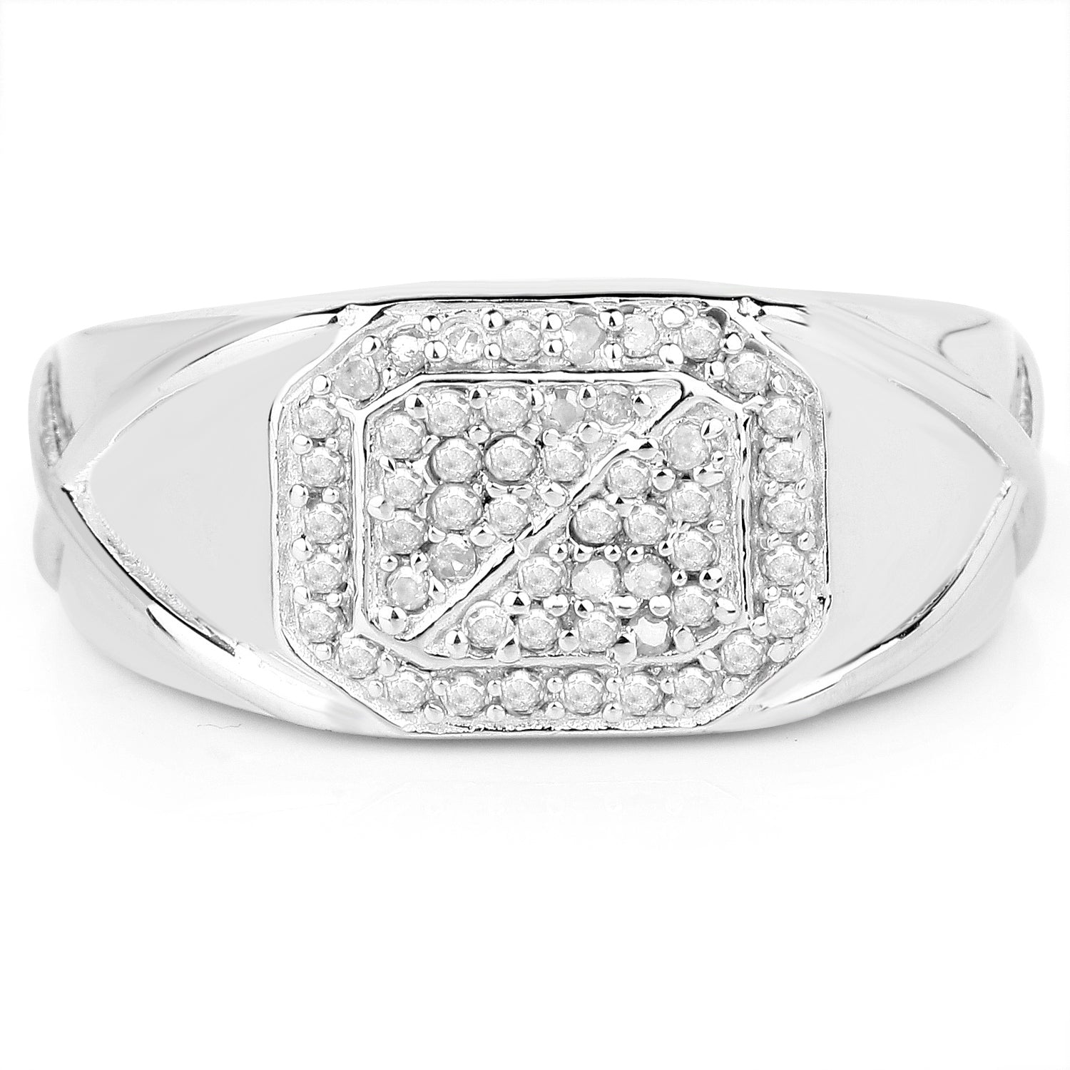 14K White Gold Plated 0.24 Carat Genuine White Diamond .925 Sterling Silver Ring Bids.com