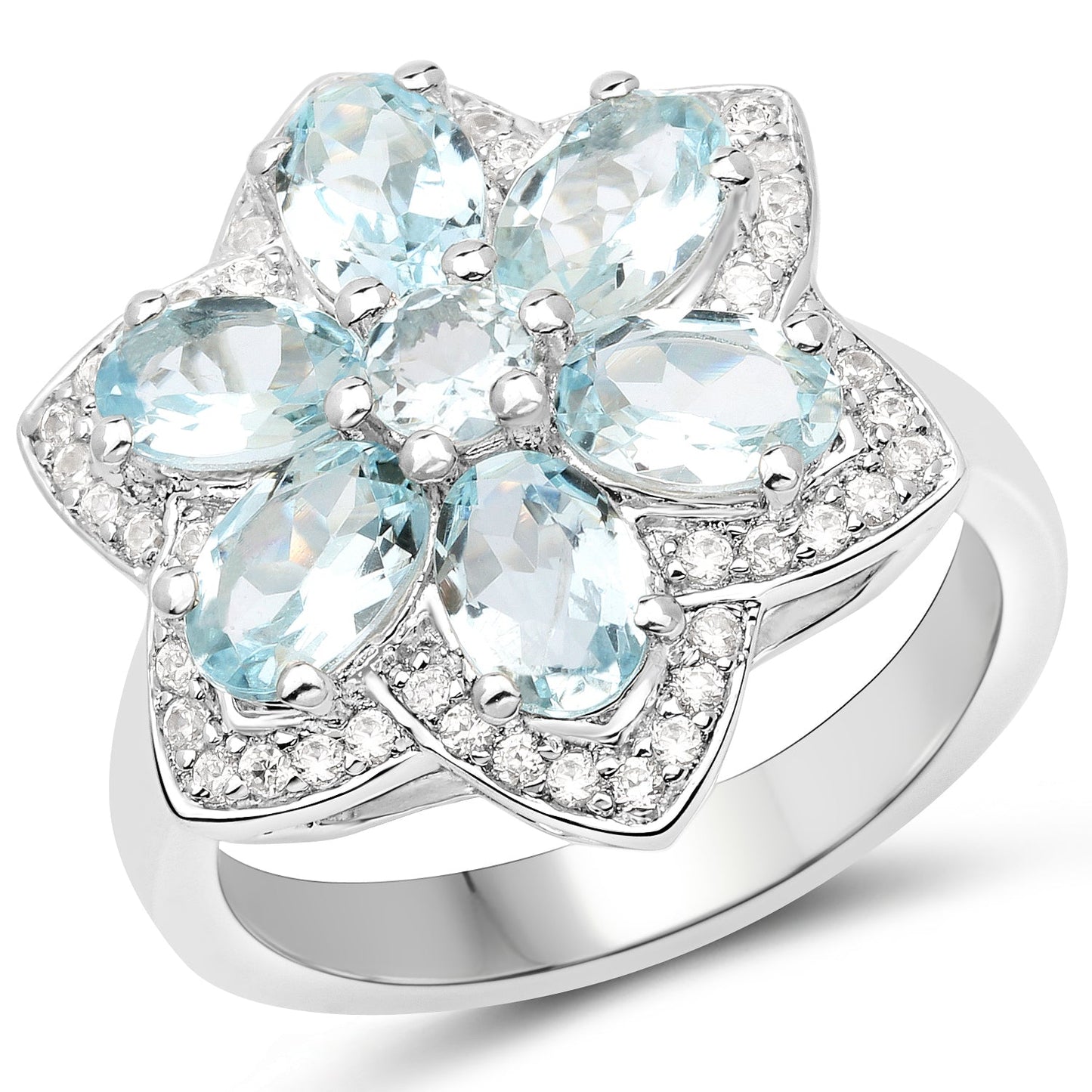 2.88 Carat Genuine Aquamarine .925 Sterling Silver Ring Bids.com