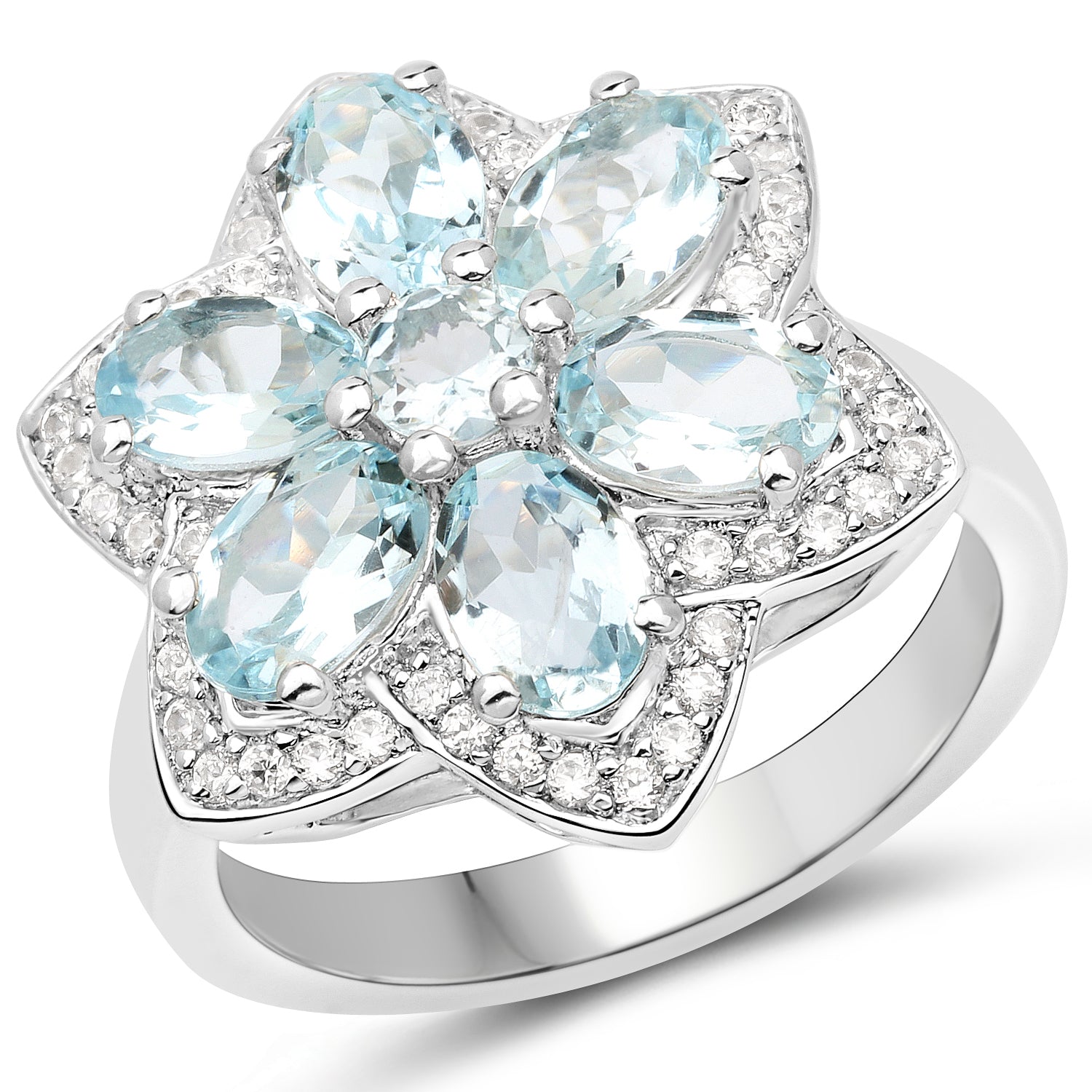 2.88 Carat Genuine Aquamarine .925 Sterling Silver Ring Bids.com