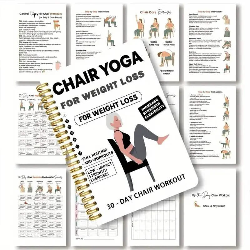 30-Day Chair Yoga Notebook | 15-Min Daily Workouts & Guide DailySale