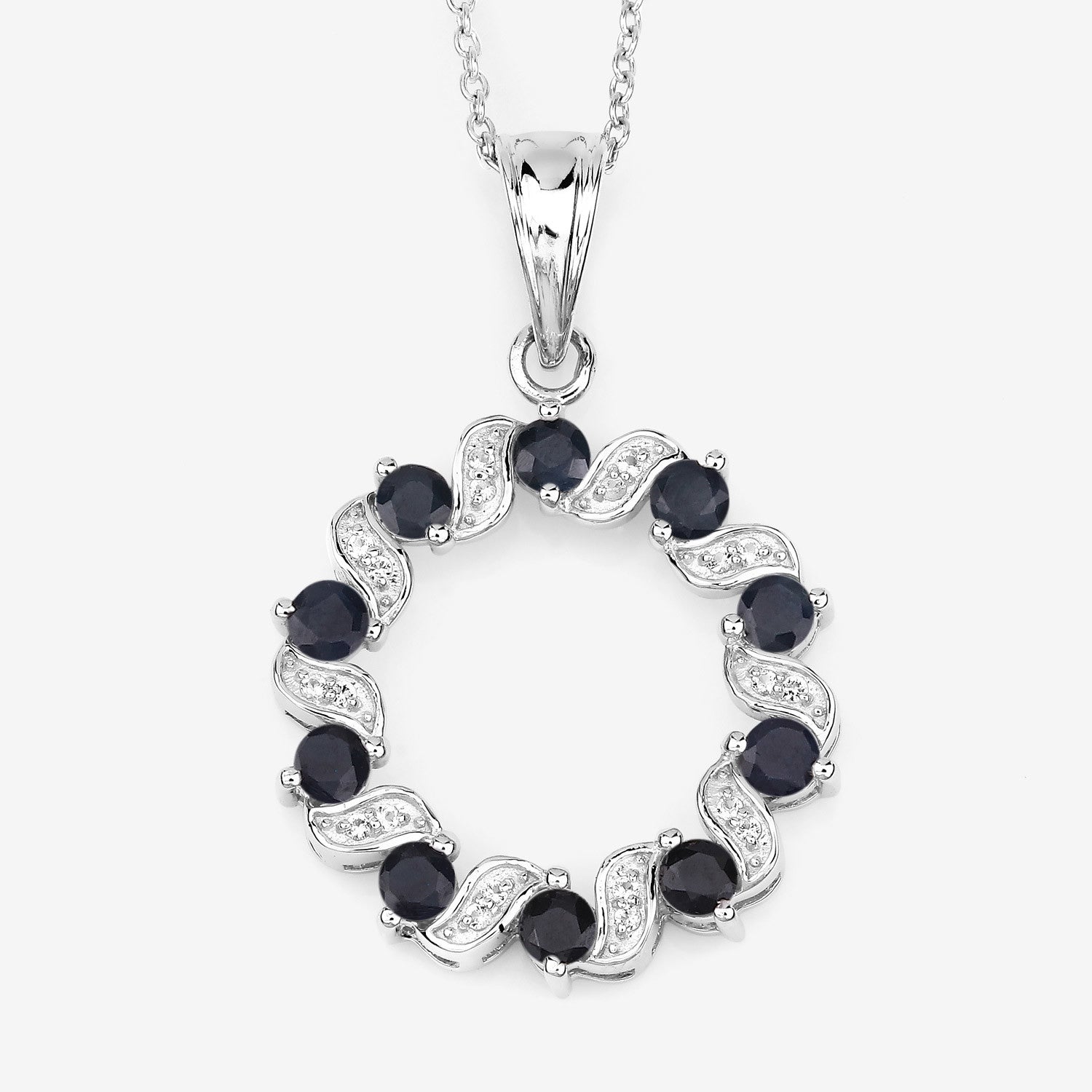 1.30 Carat Genuine Blue Sapphire and White Topaz .925 Sterling Silver Pendant Bids.com