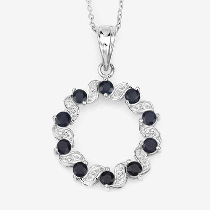 1.30 Carat Genuine Blue Sapphire and White Topaz .925 Sterling Silver Pendant Bids.com