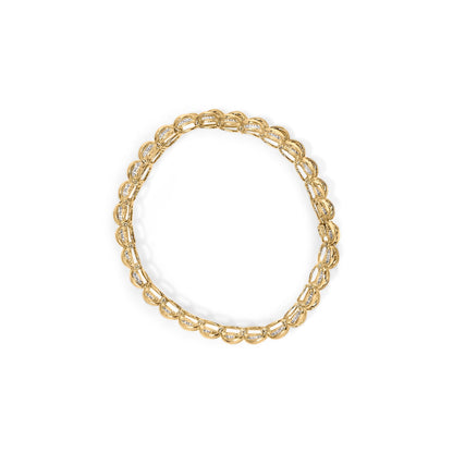 10K Yellow Gold 4.00 Cttw Pave Diamond Classic Link 7" Bracelet (I-J Color, I2-I3 Clarity) Bids.com