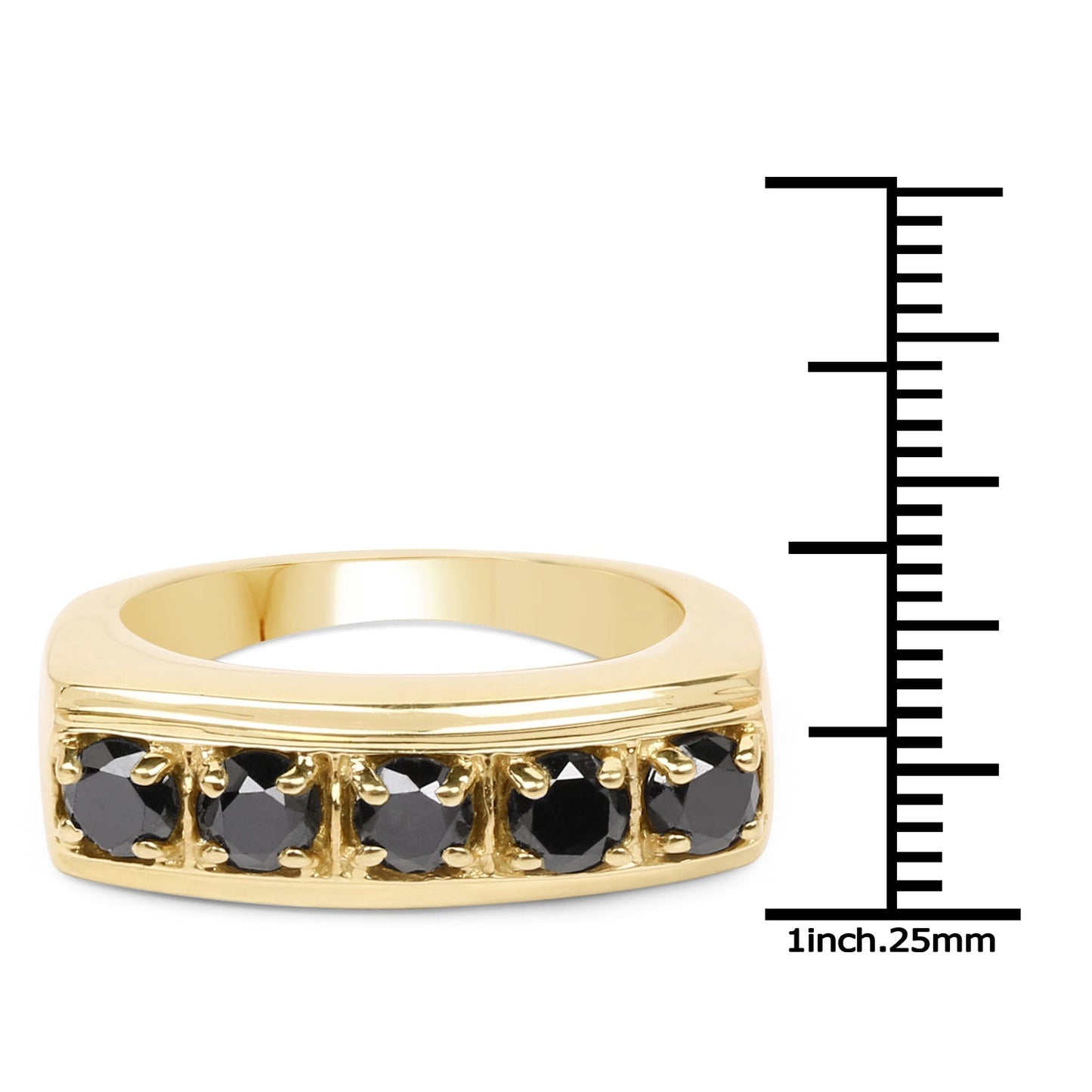 14K Yellow Gold Plated 1.25 Carat Genuine Black Diamond .925 Sterling Silver Ring Bids.com