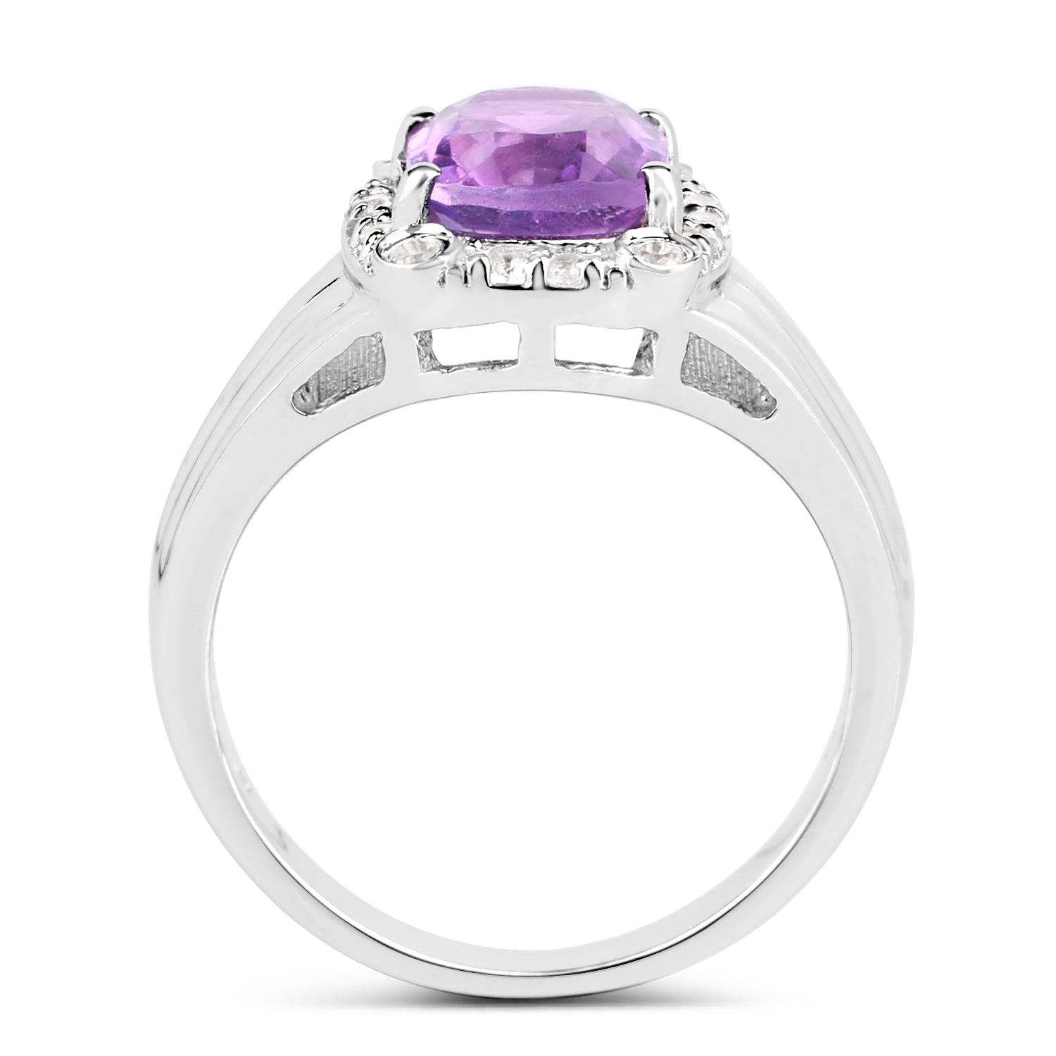 2.13 Carat Genuine  Amethyst and White Topaz .925 Sterling Silver Ring Bids.com