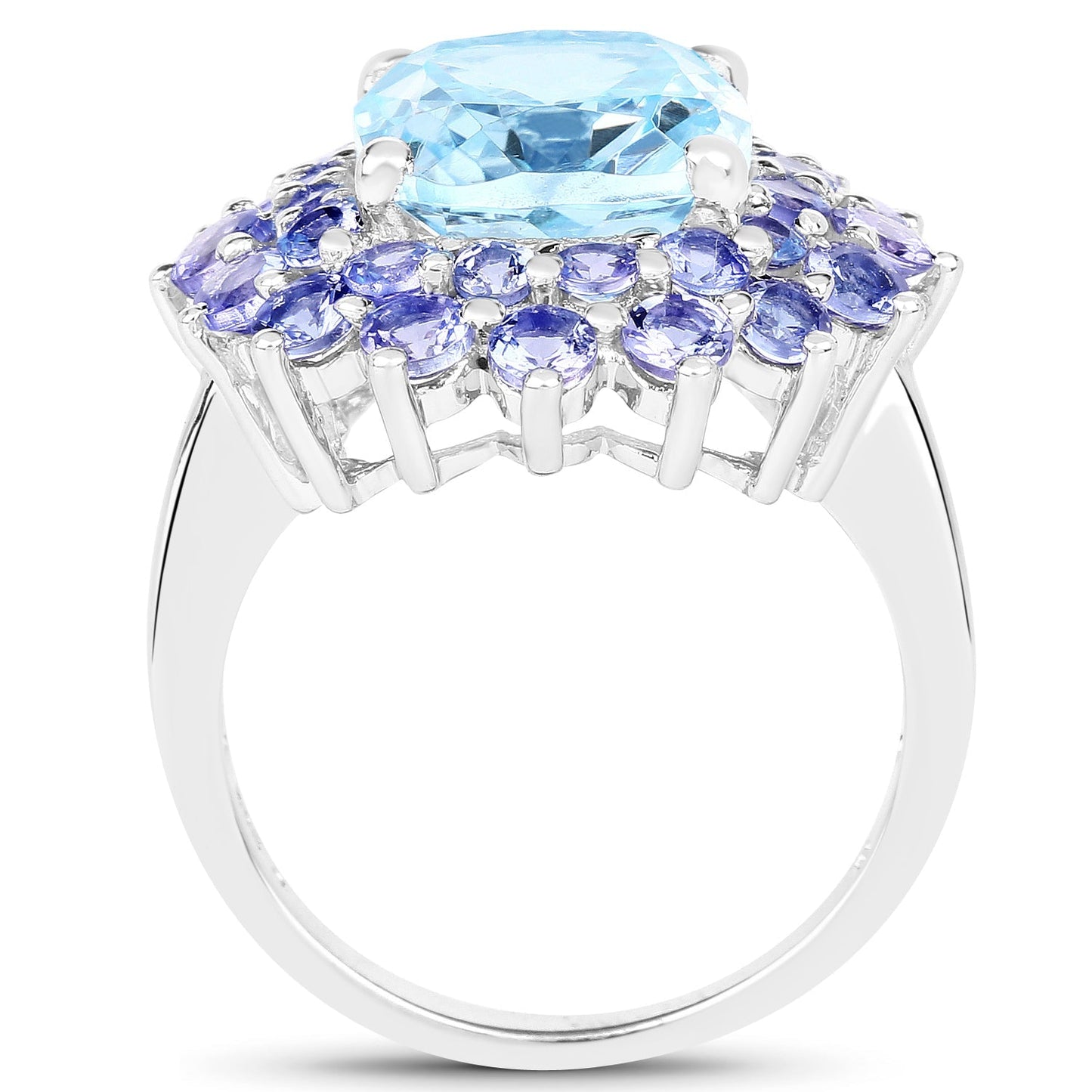 11.22 Carat Genuine Blue Topaz and Tanzanite .925 Sterling Silver Ring Bids.com