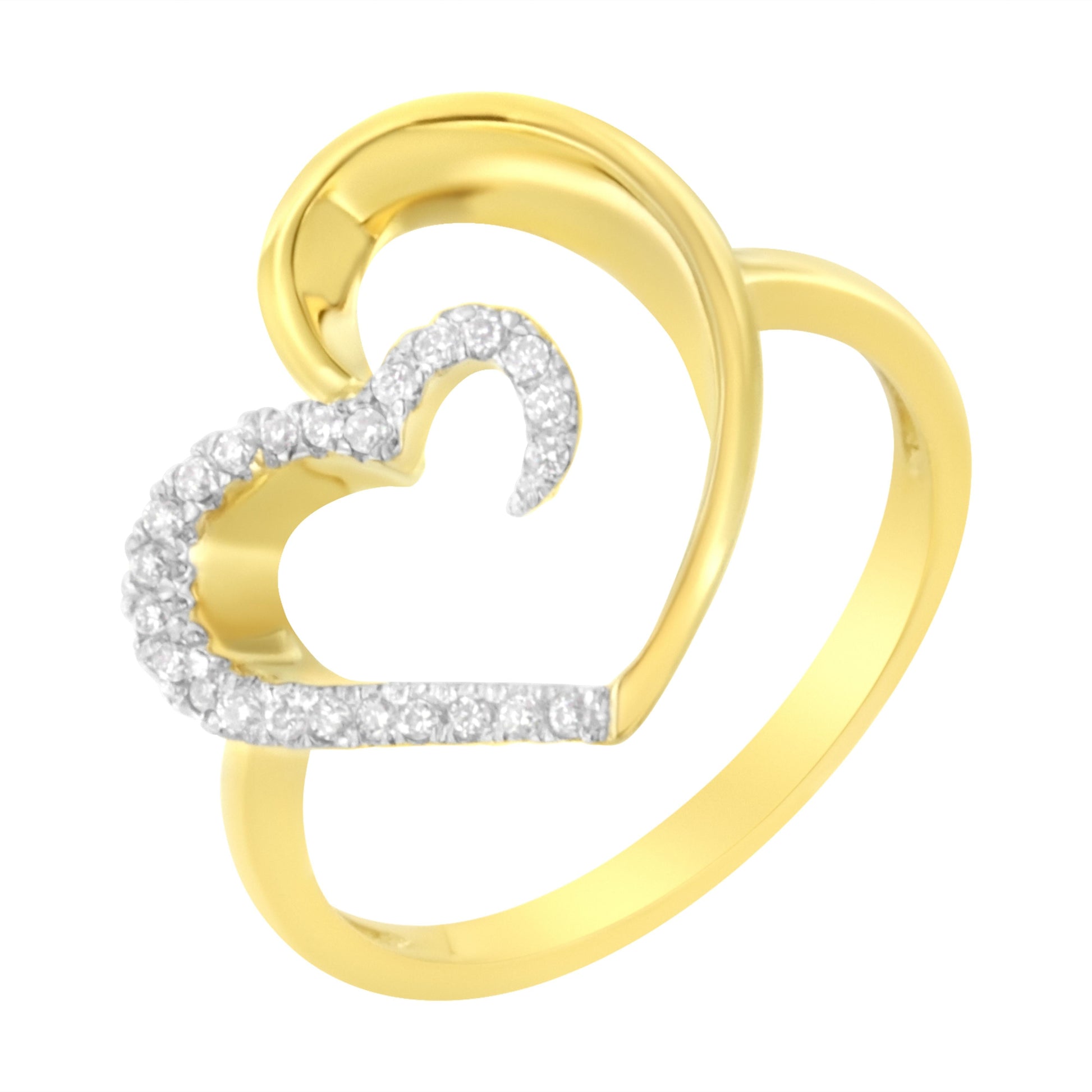 14KT Yellow Gold 1/10 ctw. Diamond Heart Shape Ring (K-L, I1-I2) - Size 7 Bids.com