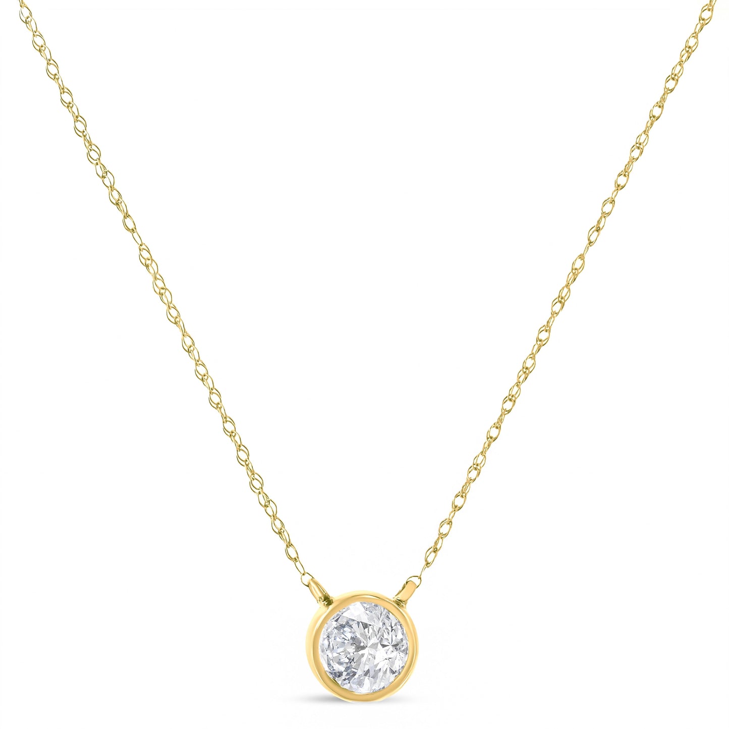 .925 Sterling Silver 1/10 Cttw Round-Cut Diamond Bezel 18" Pendant Necklace (J-K Color, I1-I2 Clarity) Bids.com