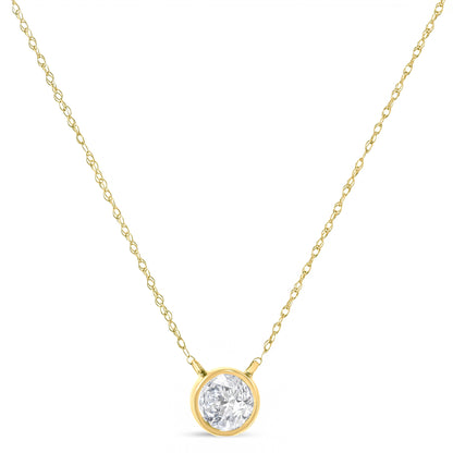 .925 Sterling Silver 1/10 Cttw Round-Cut Diamond Bezel 18" Pendant Necklace (J-K Color, I1-I2 Clarity) Bids.com