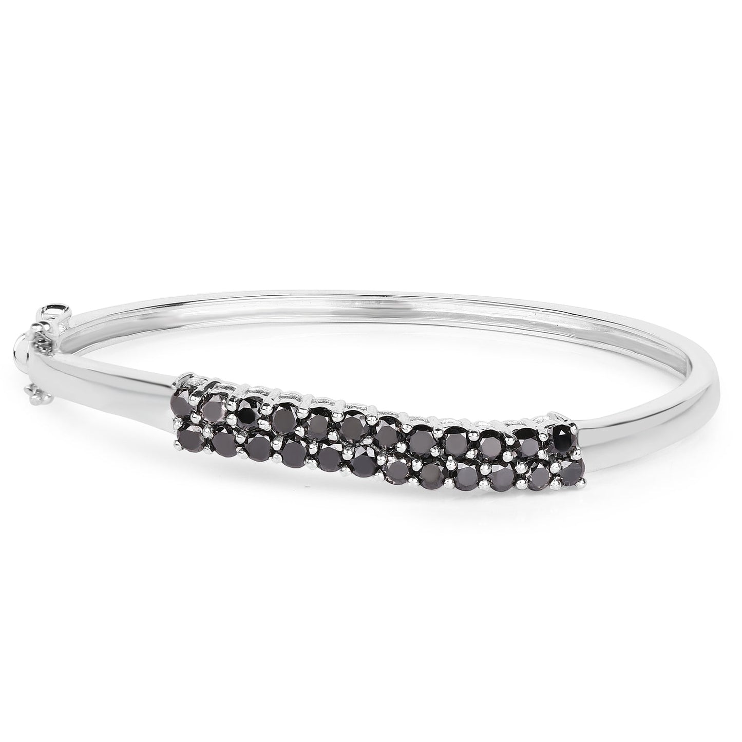 3.53 Carat Genuine Black Diamond .925 Sterling Silver Bangle Bids.com