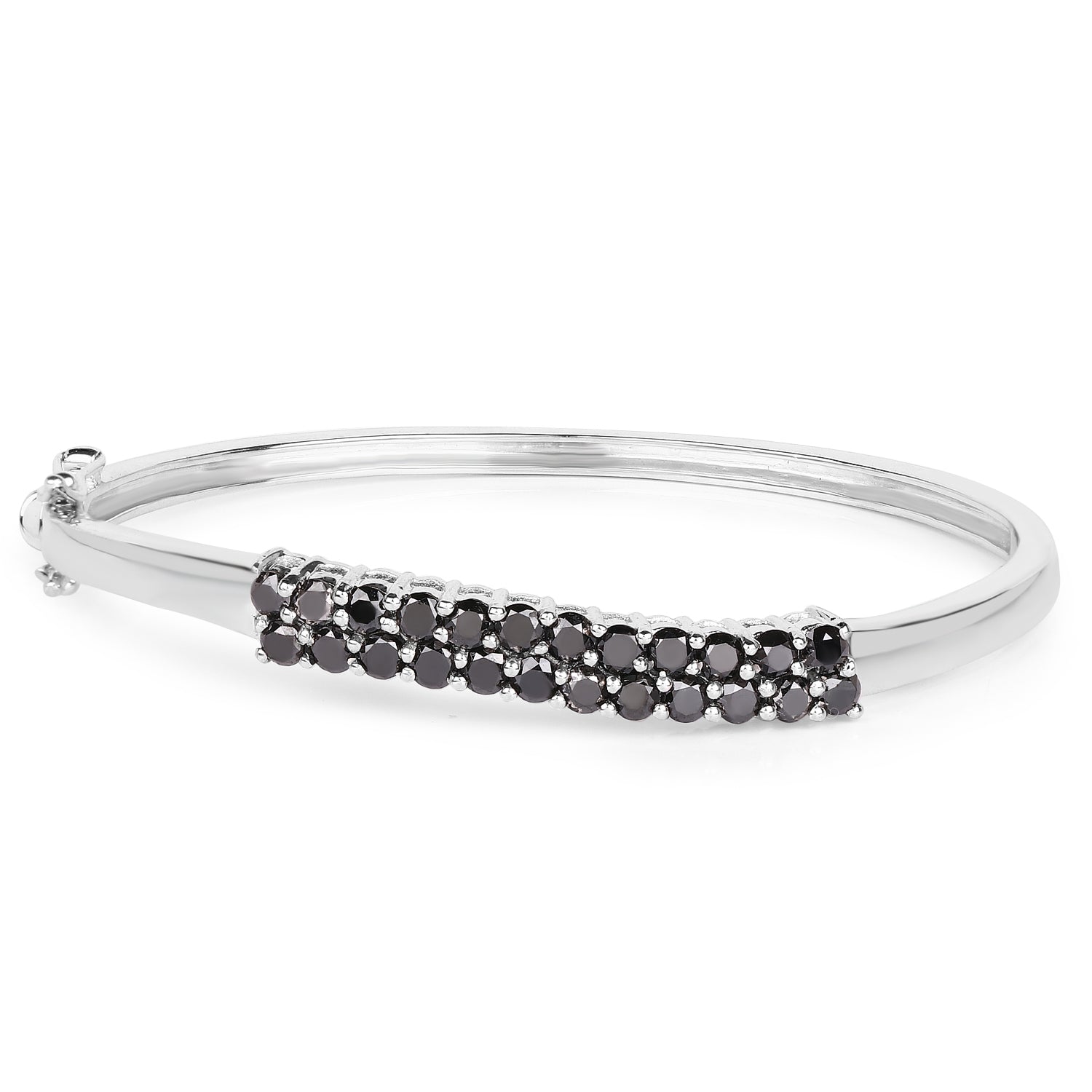 3.53 Carat Genuine Black Diamond .925 Sterling Silver Bangle Bids.com