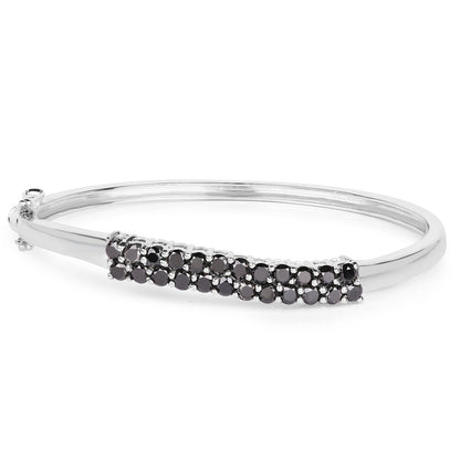 3.53 Carat Genuine Black Diamond .925 Sterling Silver Bangle Bids.com