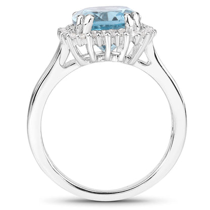 4.32 Carat Genuine Blue Topaz and White Zircon .925 Sterling Silver Ring Bids.com