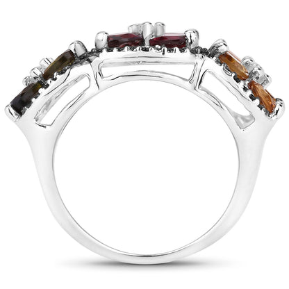 8.38 Carat Genuine Multi Tourmaline .925 Sterling Silver Ring Bids.com