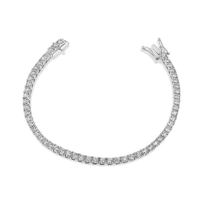 14K White Gold 2.0 Cttw Miracle Set Round-Cut Lab Grown Diamond Illusion 7" Tennis Bracelet (F-G Color, VS2-SI1 Clarity) Bids.com