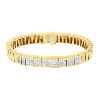 14K Yellow Gold 3 5/8 cttw Invisible Set Princess-Cut Diamond ID Tennis Bracelet (I-J Color, SI1-SI2 Clarity) - Size 7" Bids.com