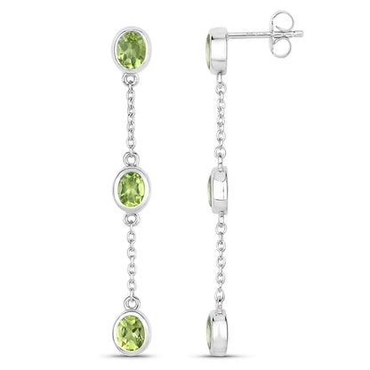 2.10 Carat Genuine Peridot .925 Sterling Silver Earrings Bids.com