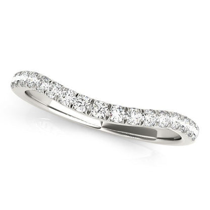14k White Gold Pave Set Round Diamond Curved Wedding Band (1/4 cttw) Bids.com