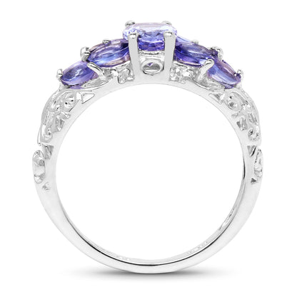 1.63 Carat Genuine Tanzanite .925 Sterling Silver Ring Bids.com