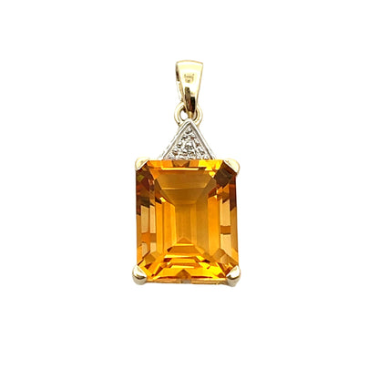 Citrine Diamond Fashion Pendants 10KT Yellow Gold Bids.com